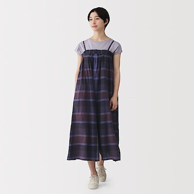婦人　マドラスチェック　サロペット