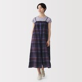 婦人　マドラスチェック　サロペット