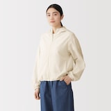 婦人　風を通すストレッチサッカー　ＵＶカット　フルジップパーカ