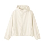 婦人　風を通すストレッチサッカー　ＵＶカット　フルジップパーカ