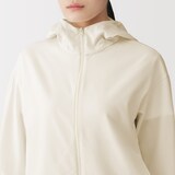 婦人　風を通すストレッチサッカー　ＵＶカット　フルジップパーカ