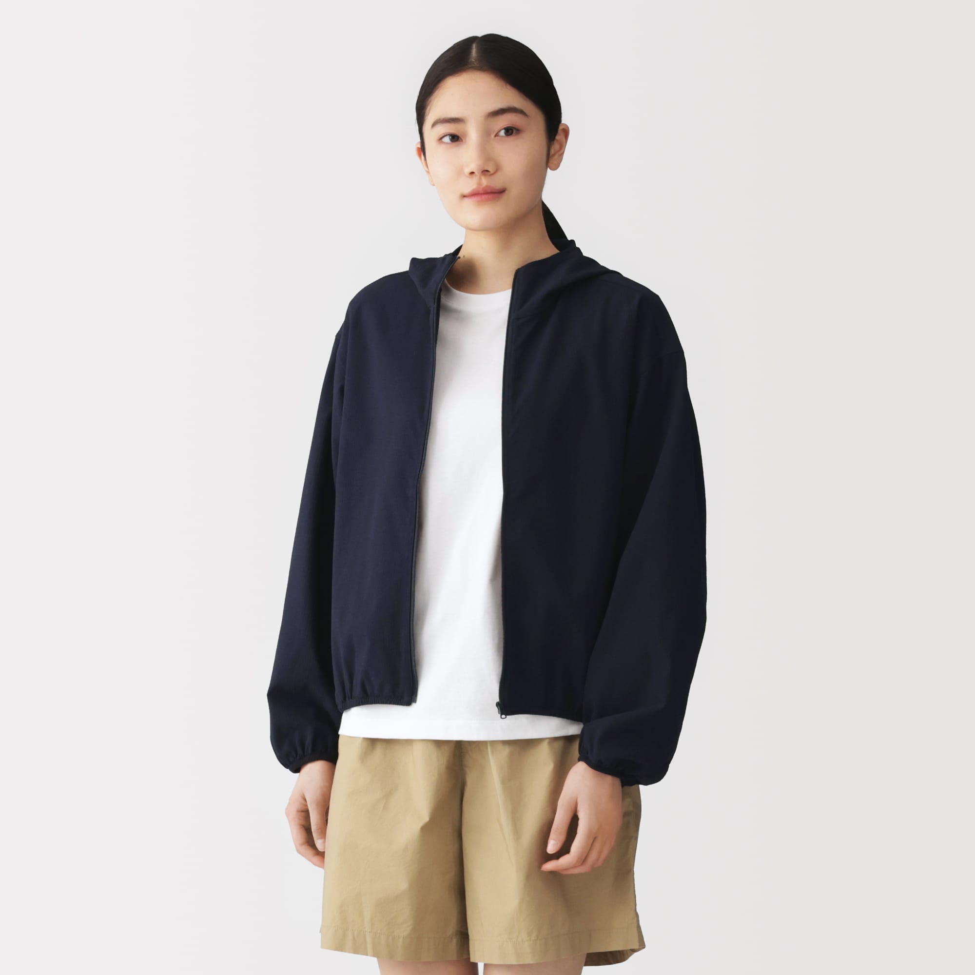 無印良品   風を通すストレッチサッカーＵＶカット　フルジップパーカ ＸＬ2点他 婦人 風を通すストレッチサッカー UVカット フルジップパーカ | 無印良品