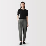 婦人　風を通す　ストレッチサッカーイージーテーパードパンツ