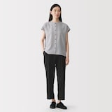 婦人　風を通す　ストレッチサッカーイージーテーパードパンツ