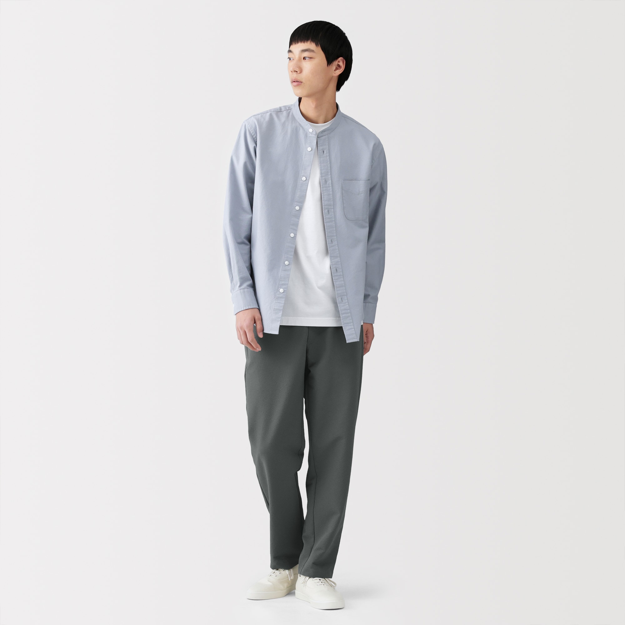 紳士　風を通すストレッチサッカーノータックパンツ