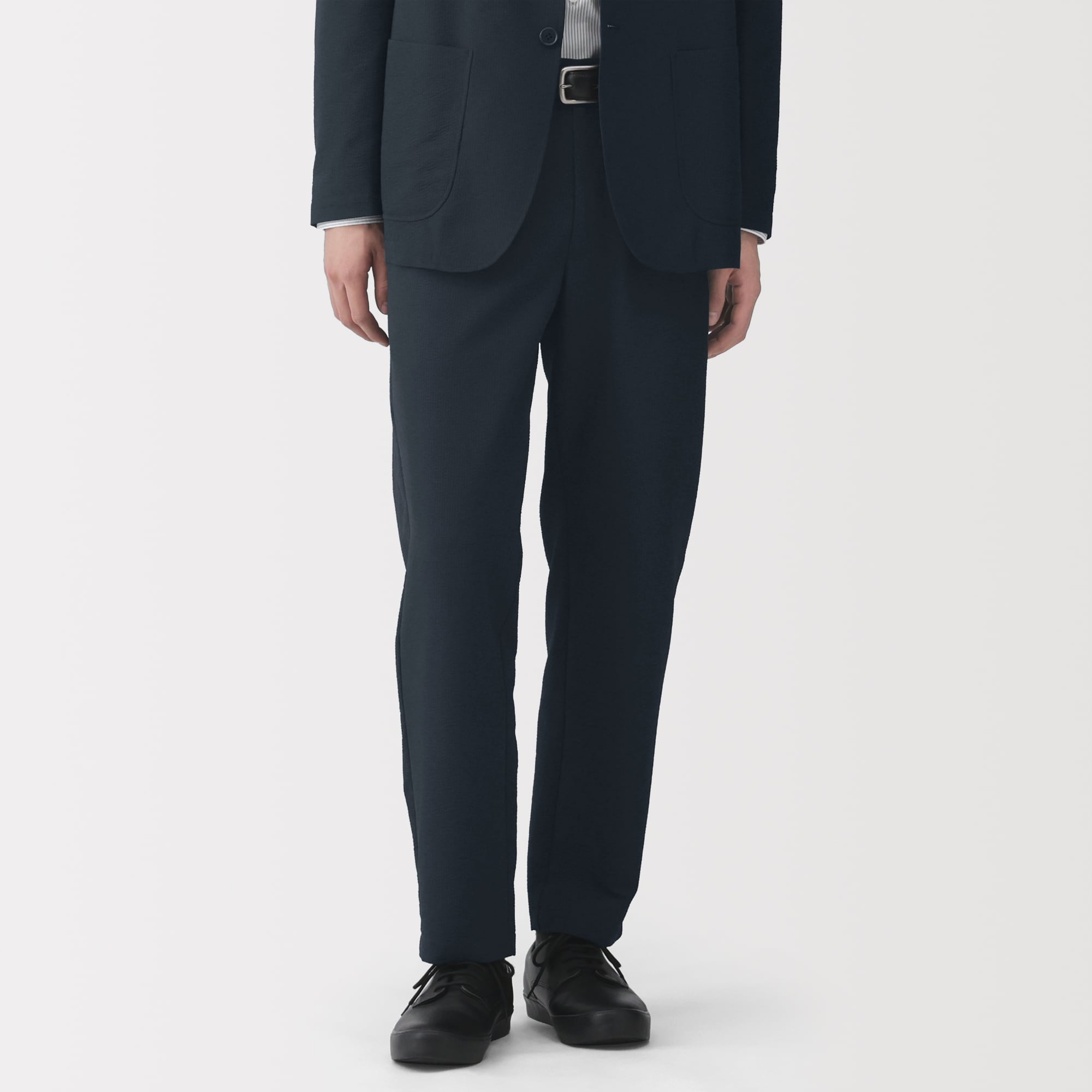 紳士　風を通すストレッチサッカーノータックパンツ