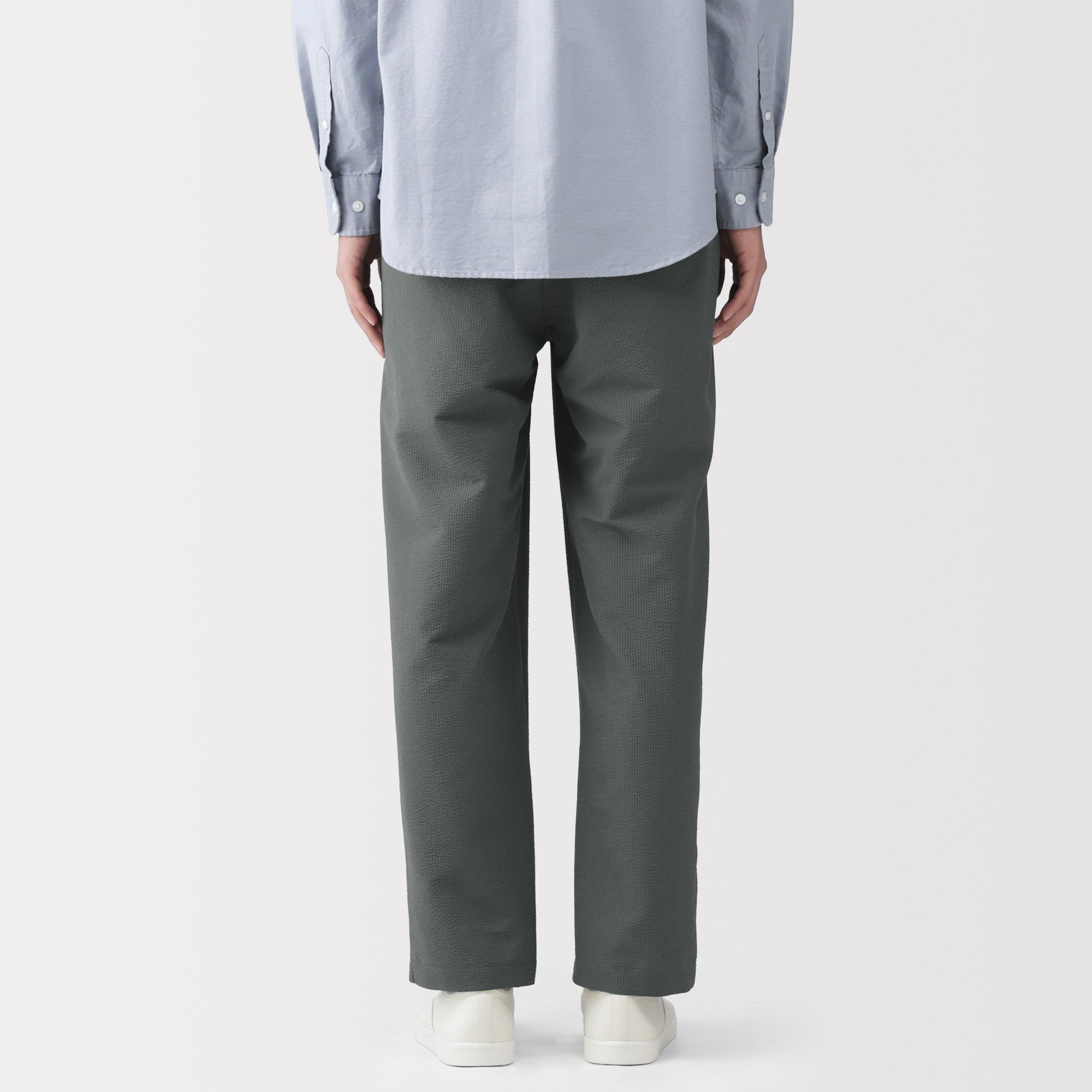 紳士　風を通すストレッチサッカーノータックパンツ