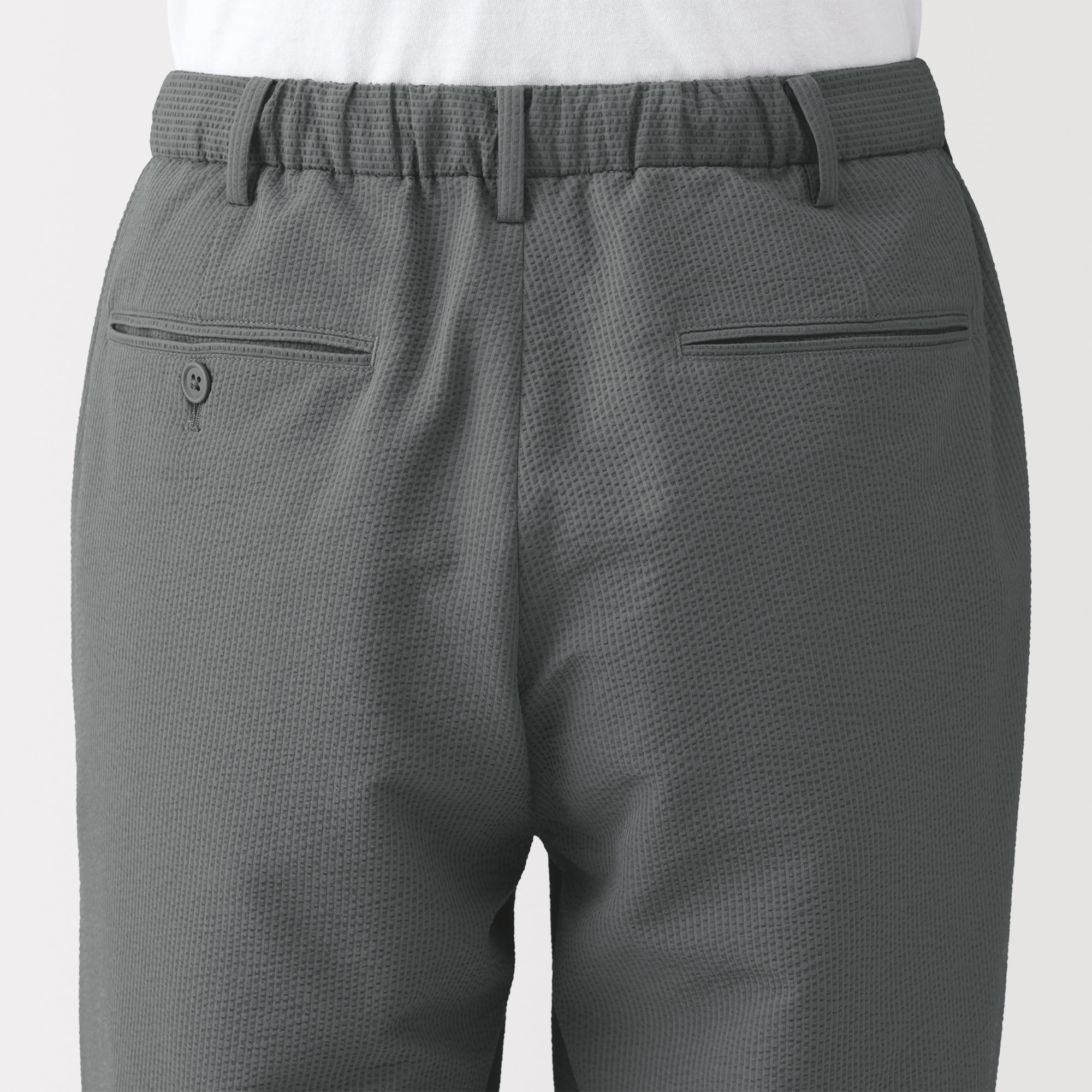 紳士　風を通すストレッチサッカーノータックパンツ