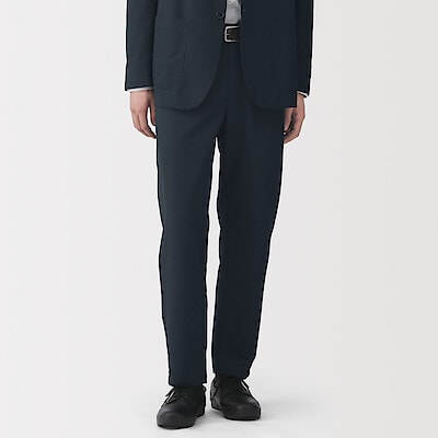 紳士　風を通すストレッチサッカーノータックパンツ