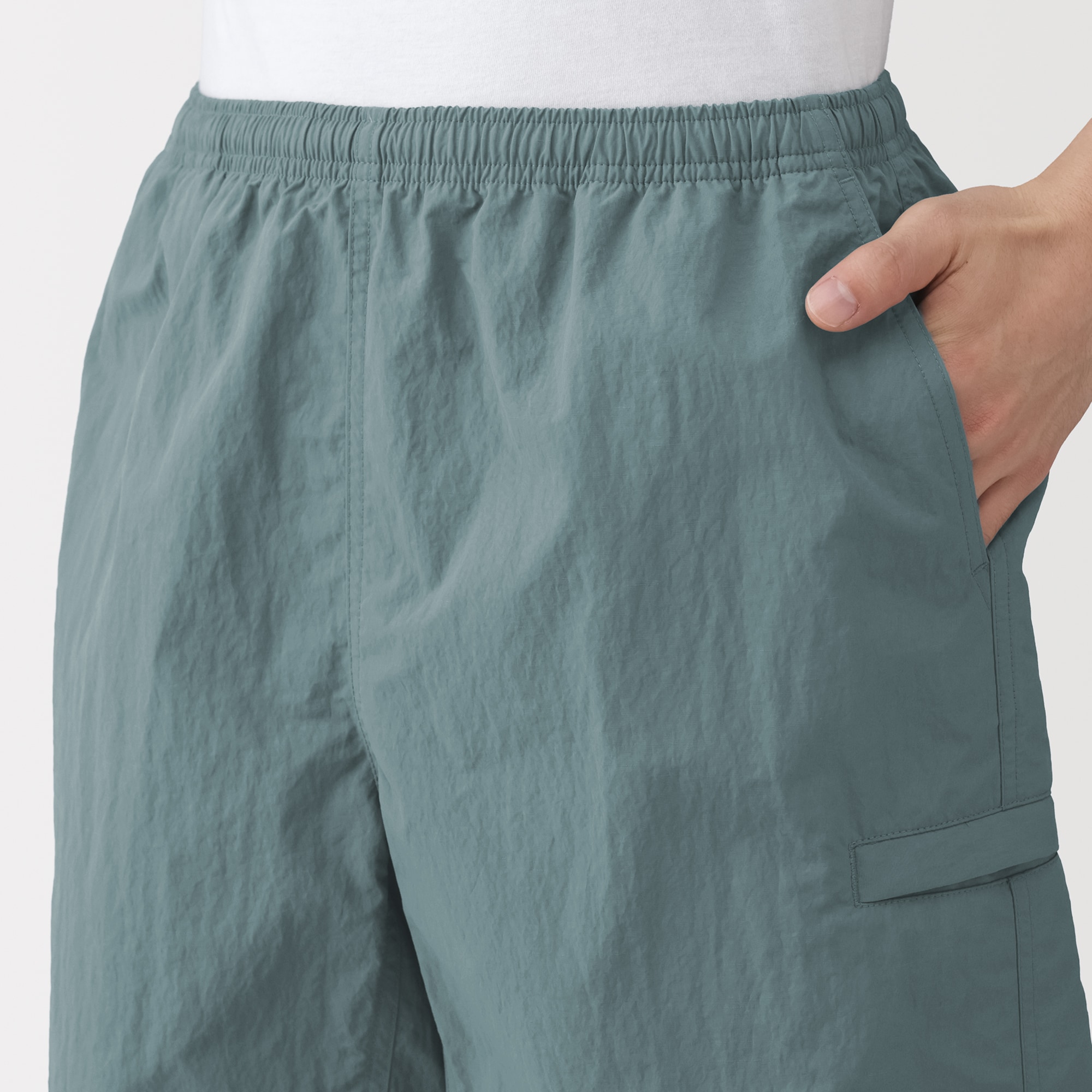 紳士　撥水ナイロンポケッタブルショートパンツ