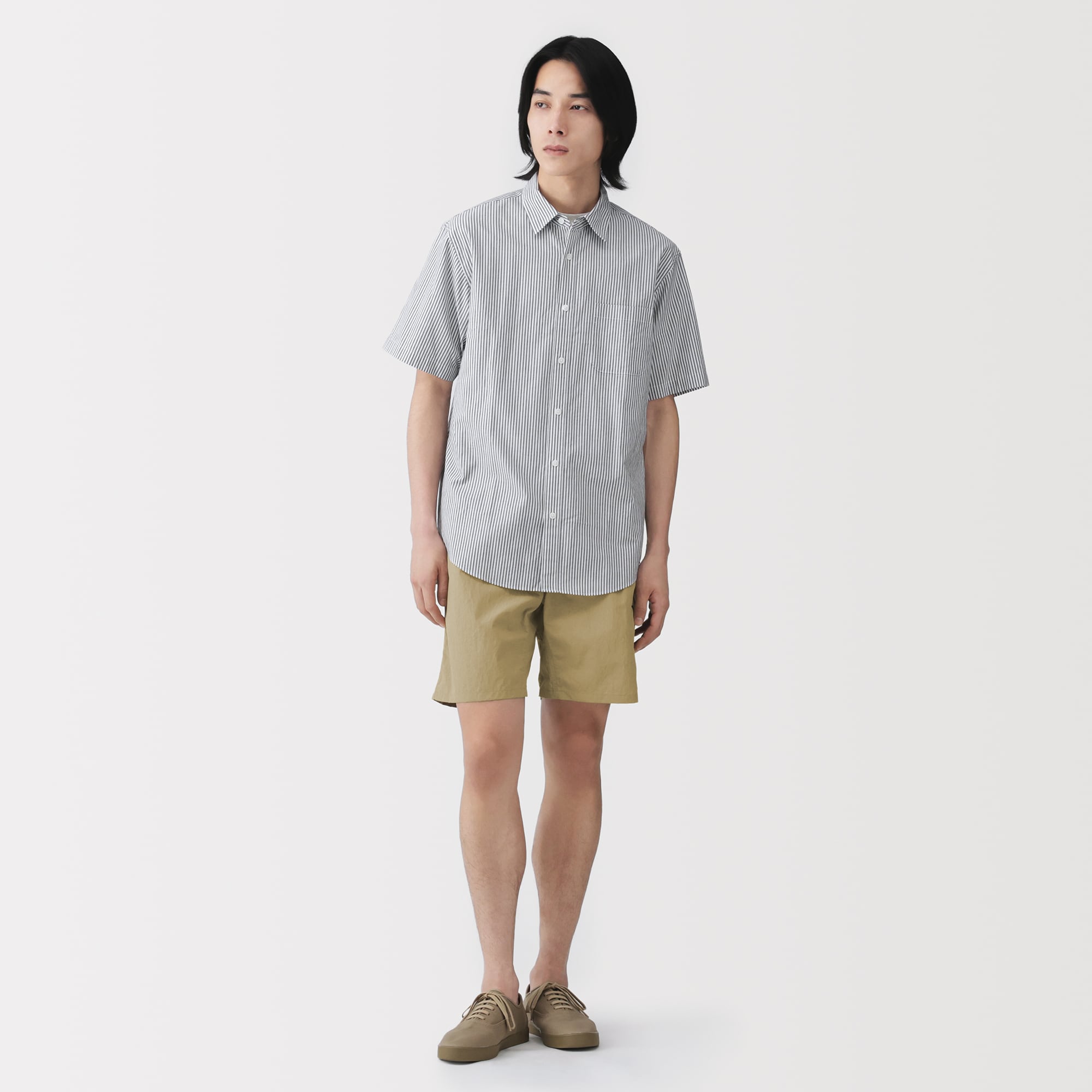 紳士　撥水ナイロンポケッタブルショートパンツ