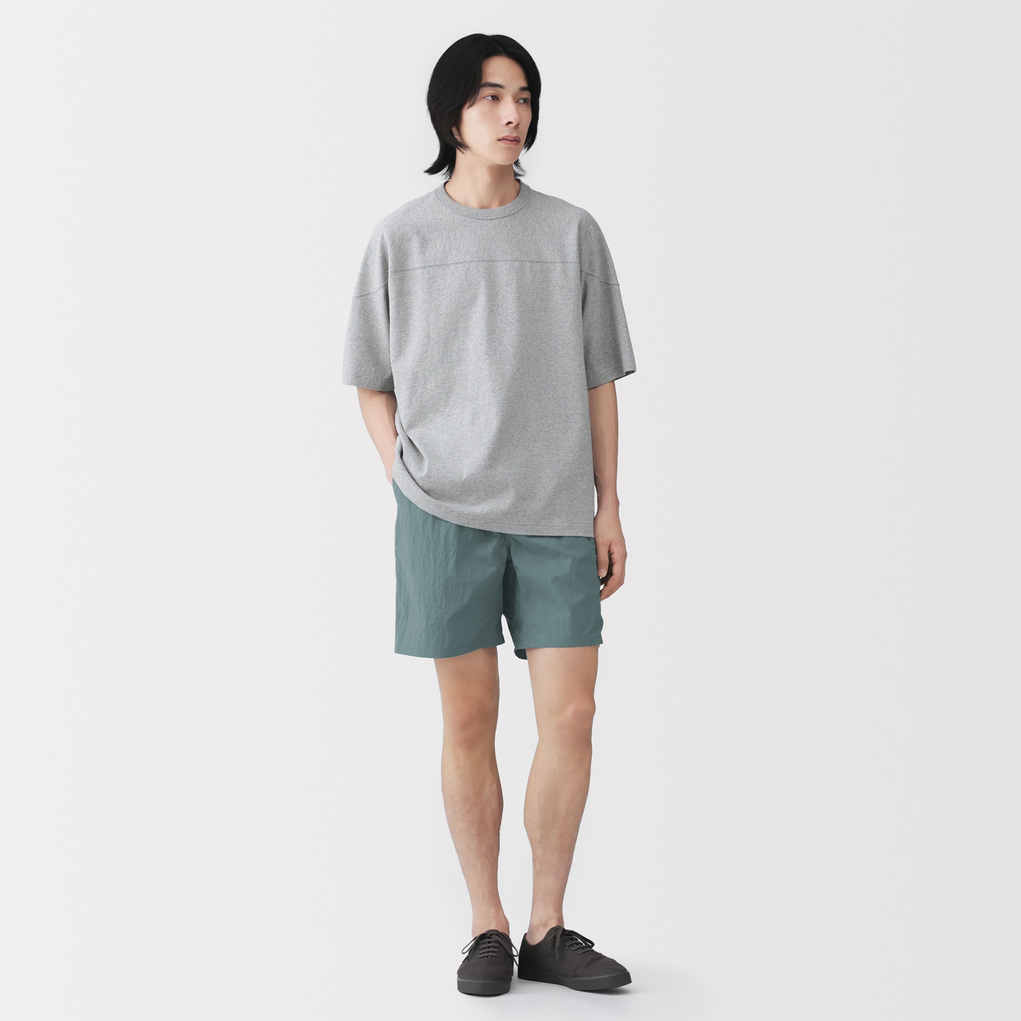 紳士　撥水ナイロンポケッタブルショートパンツ