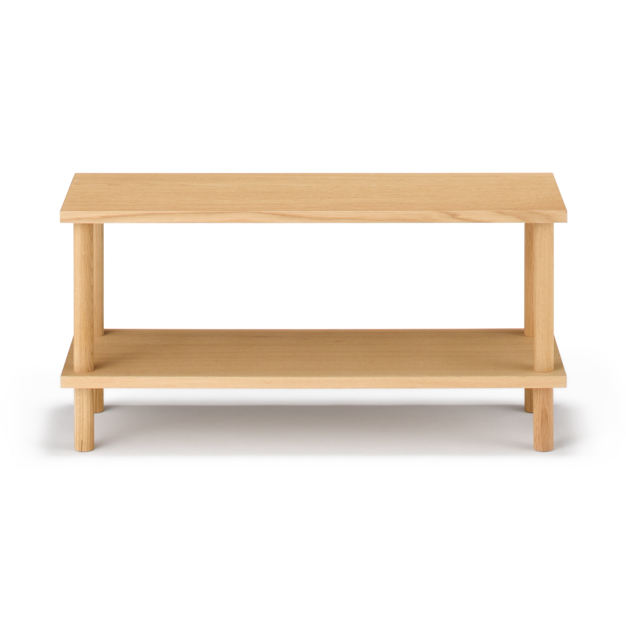 手軽に組み立てられる木製シェルフ　棚２段　オーク材突板