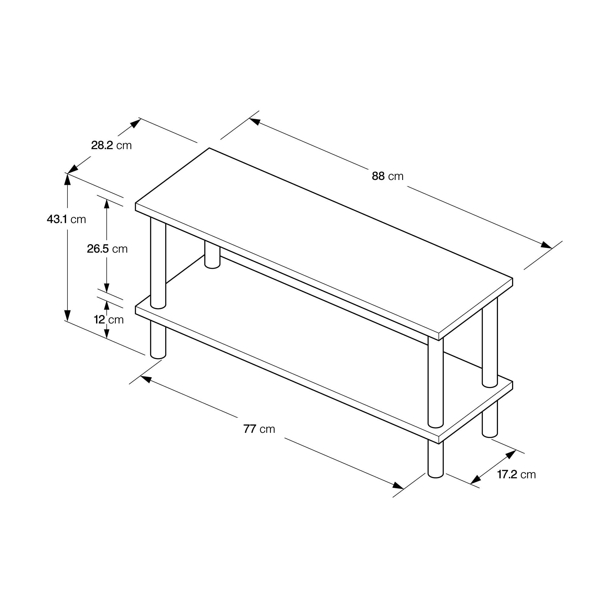 手軽に組み立てられる木製シェルフ　棚２段　オーク材突板