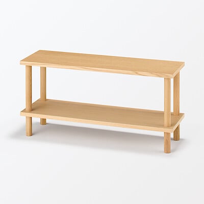 【１月１４日順次発売予定】手軽に組み立てられる木製シェルフ　棚２段　オーク材突板