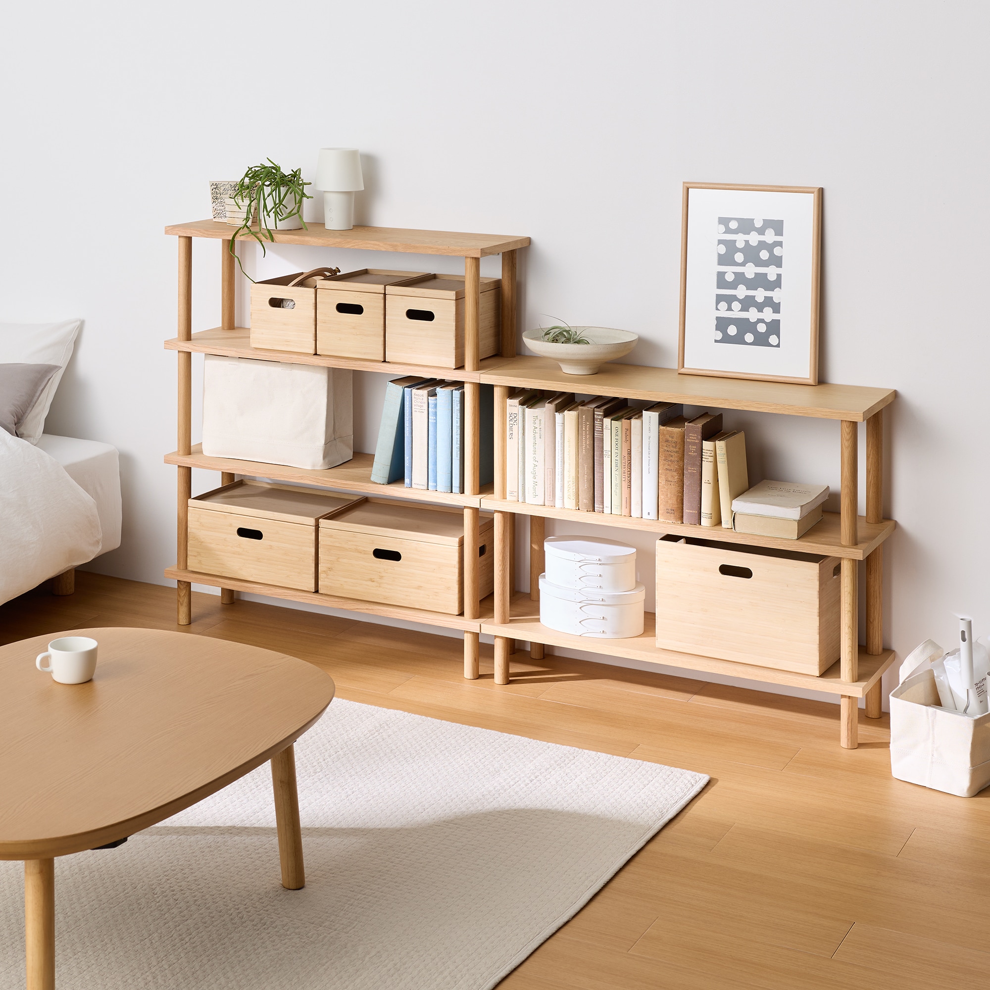 手軽に組み立てられる木製シェルフ 棚3段 オーク材突板 | 無印良品