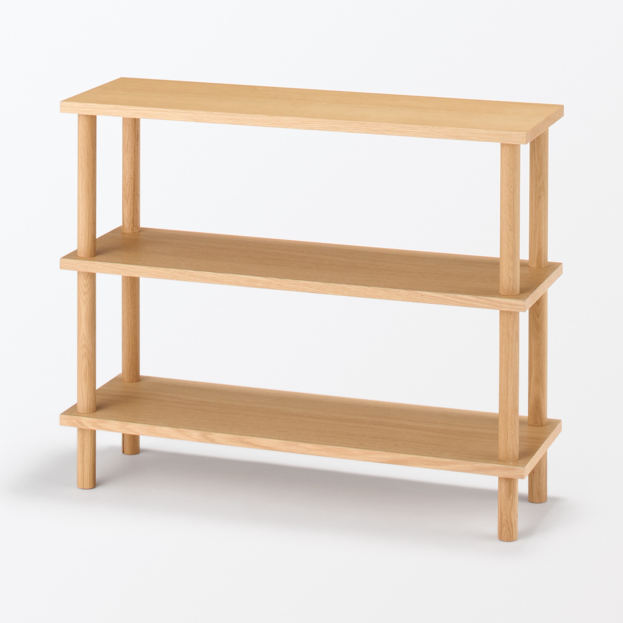手軽に組み立てられる木製シェルフ 棚3段 オーク材突板 | 無印良品