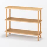 手軽に組み立てられる木製シェルフ　棚３段　オーク材突板