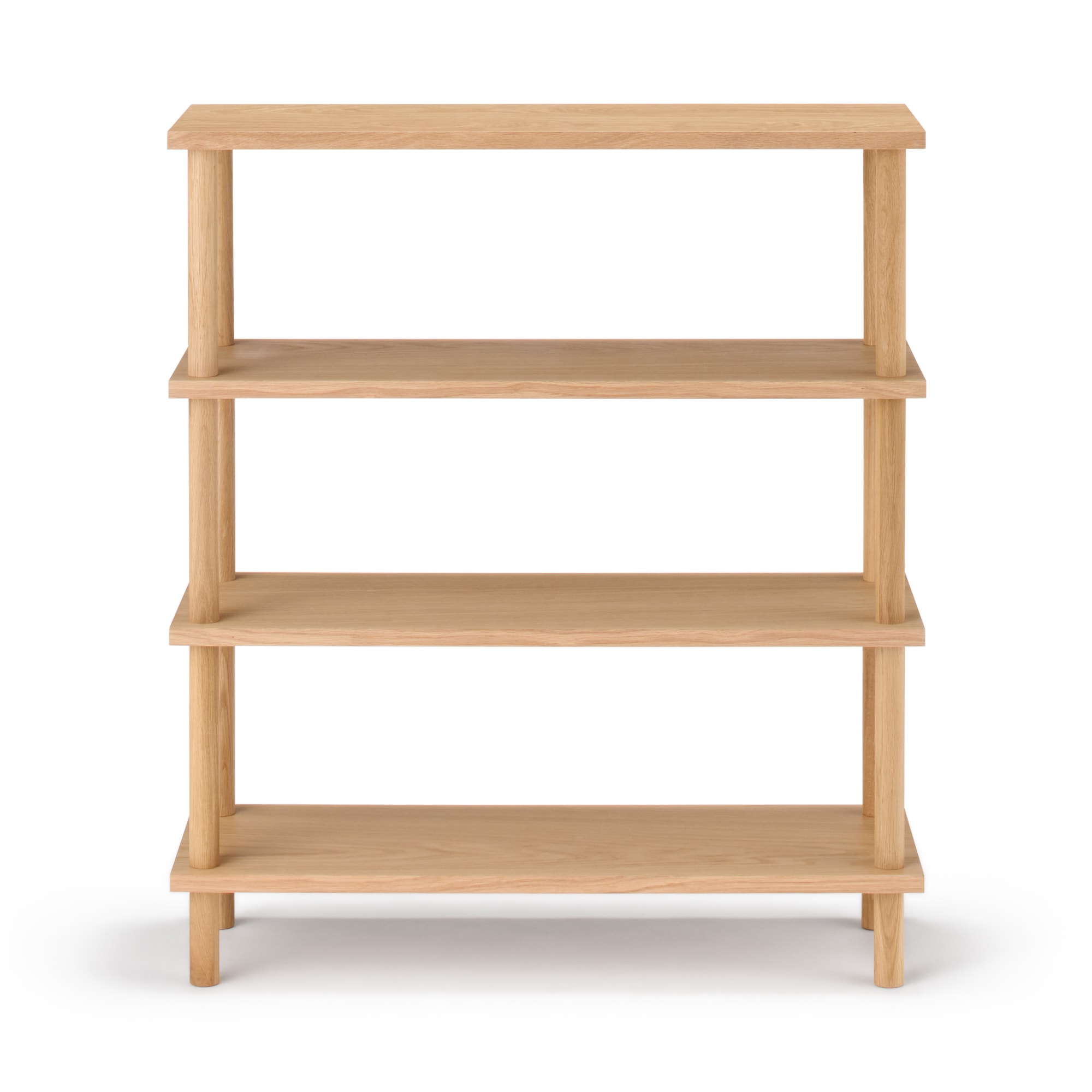 手軽に組み立てられる木製シェルフ　棚４段　オーク材突板