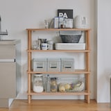 手軽に組み立てられる木製シェルフ　棚４段　オーク材突板