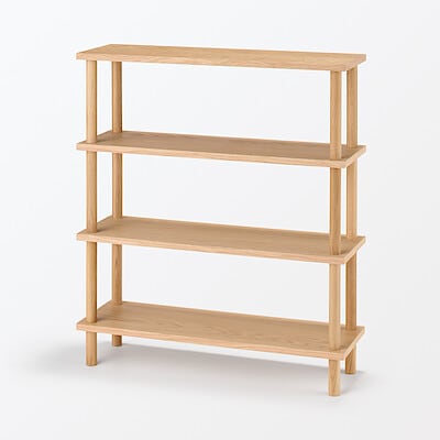 【１月１４日順次発売予定】手軽に組み立てられる木製シェルフ　棚４段　オーク材突板