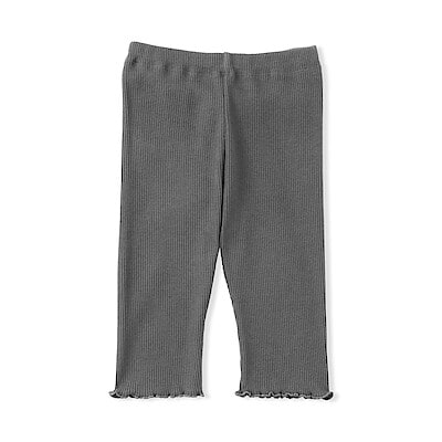 ベビー　おなかすっぽりストレッチ裾メロウ七分丈リブレギンス