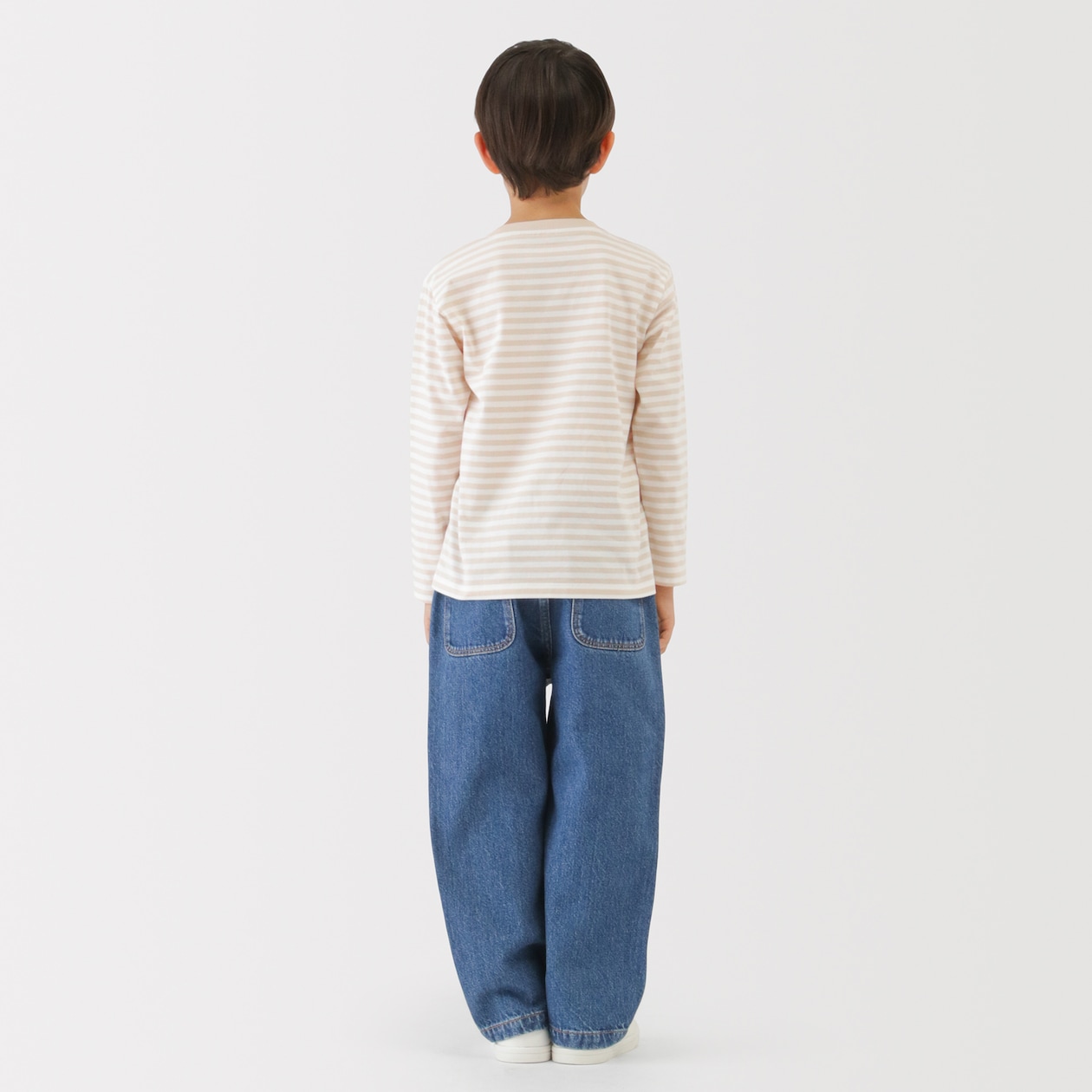 キッズ　綿天竺編みクルーネック長袖Ｔシャツ　ボーダー