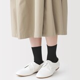 婦人　足なり直角　履き口やわらか　シアーストライプ靴下