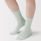 婦人　足なり直角　履き口やわらか　シアーストライプ靴下