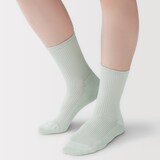 婦人　足なり直角　履き口やわらか　シアーストライプ靴下