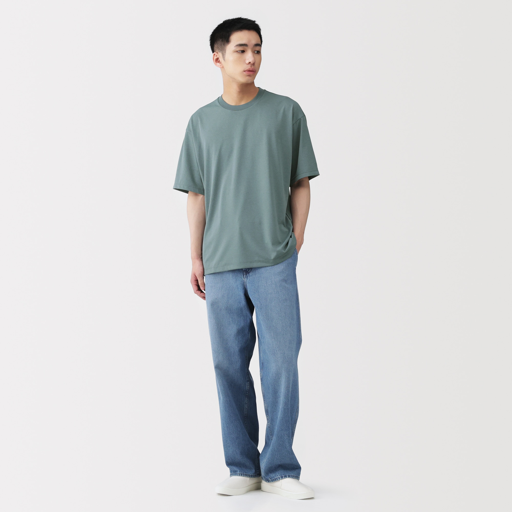 紳士 UVカット乾きやすいクルーネック半袖Tシャツ | 無印良品