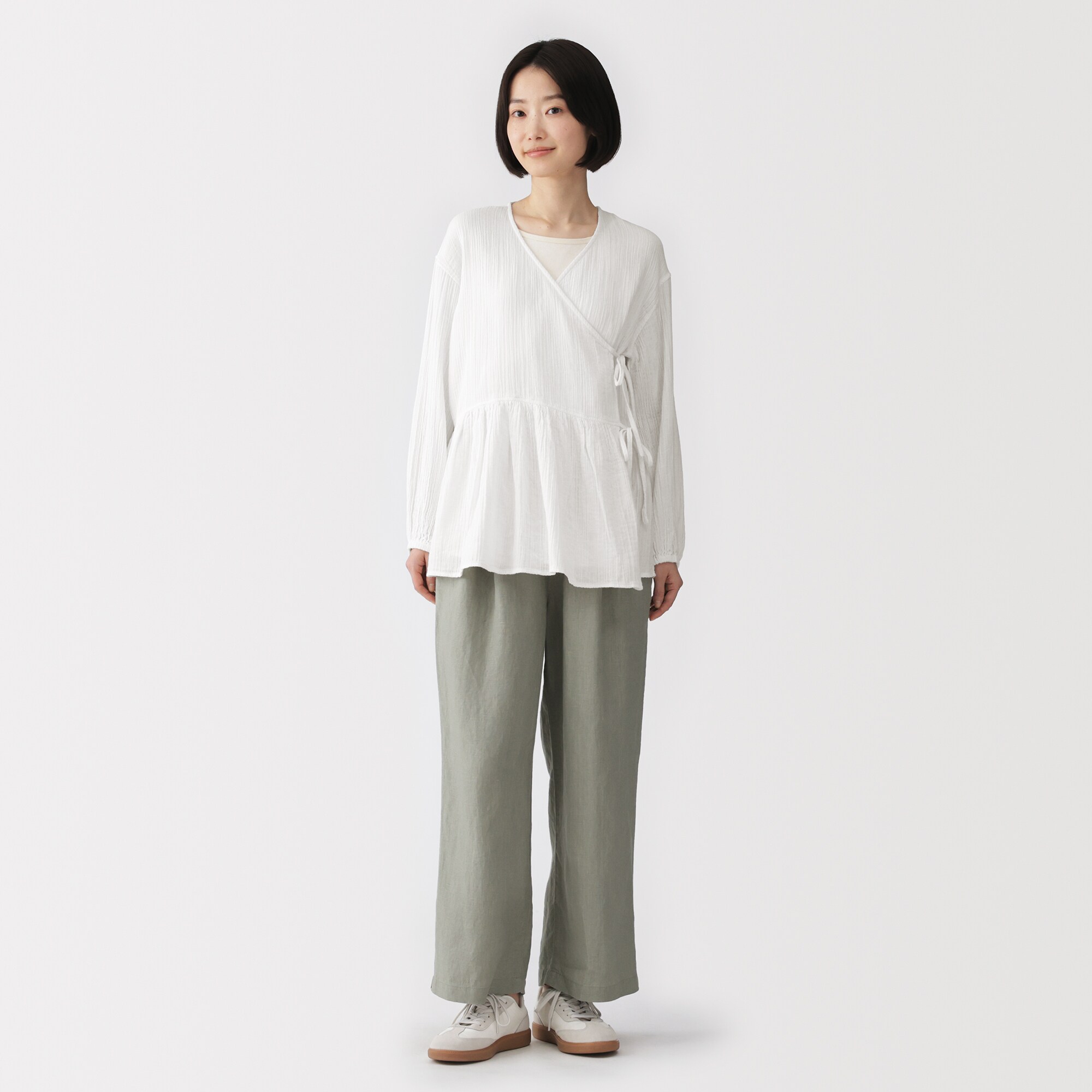 婦人　楊柳ガーゼ　ショートカーディガン