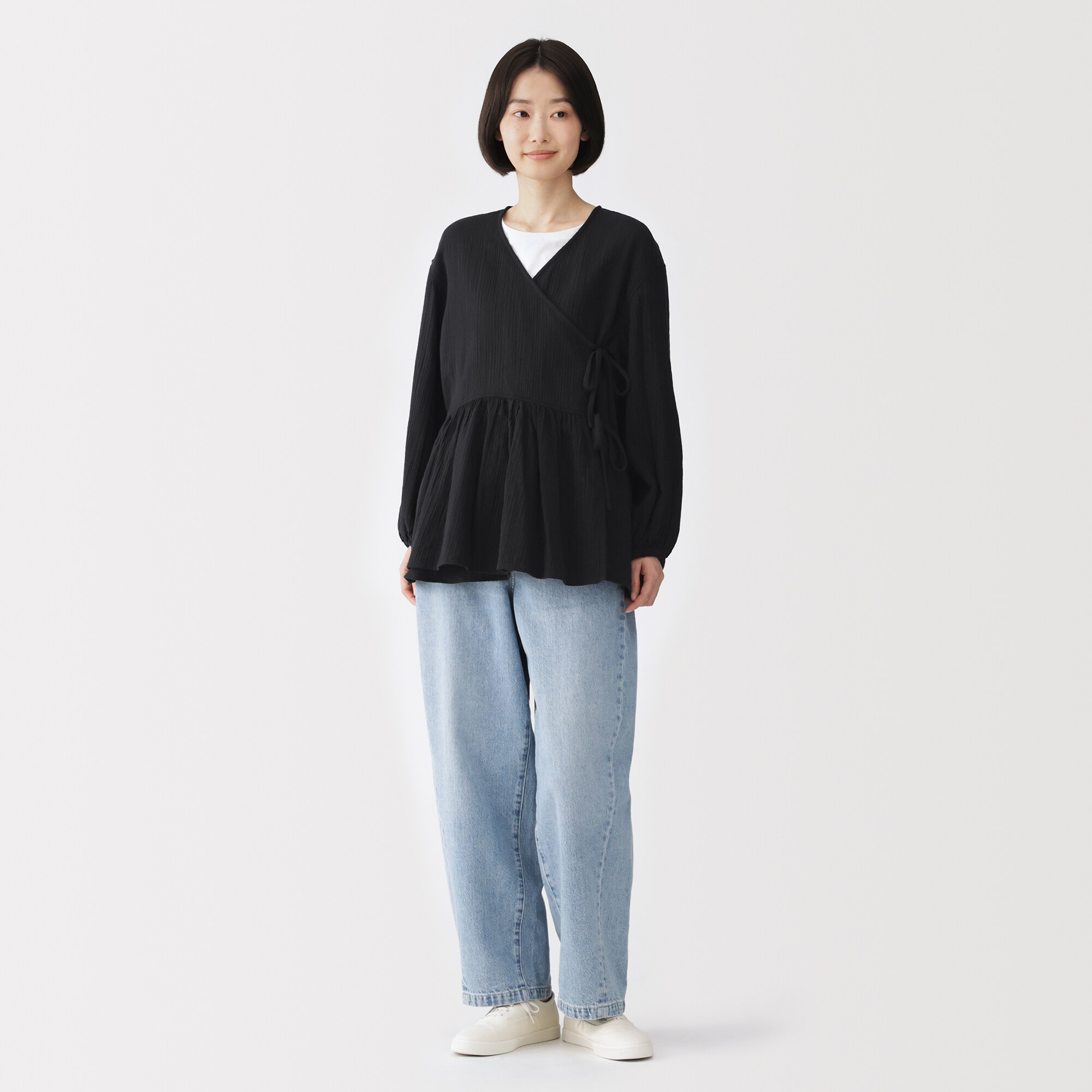 婦人　楊柳ガーゼ　ショートカーディガン