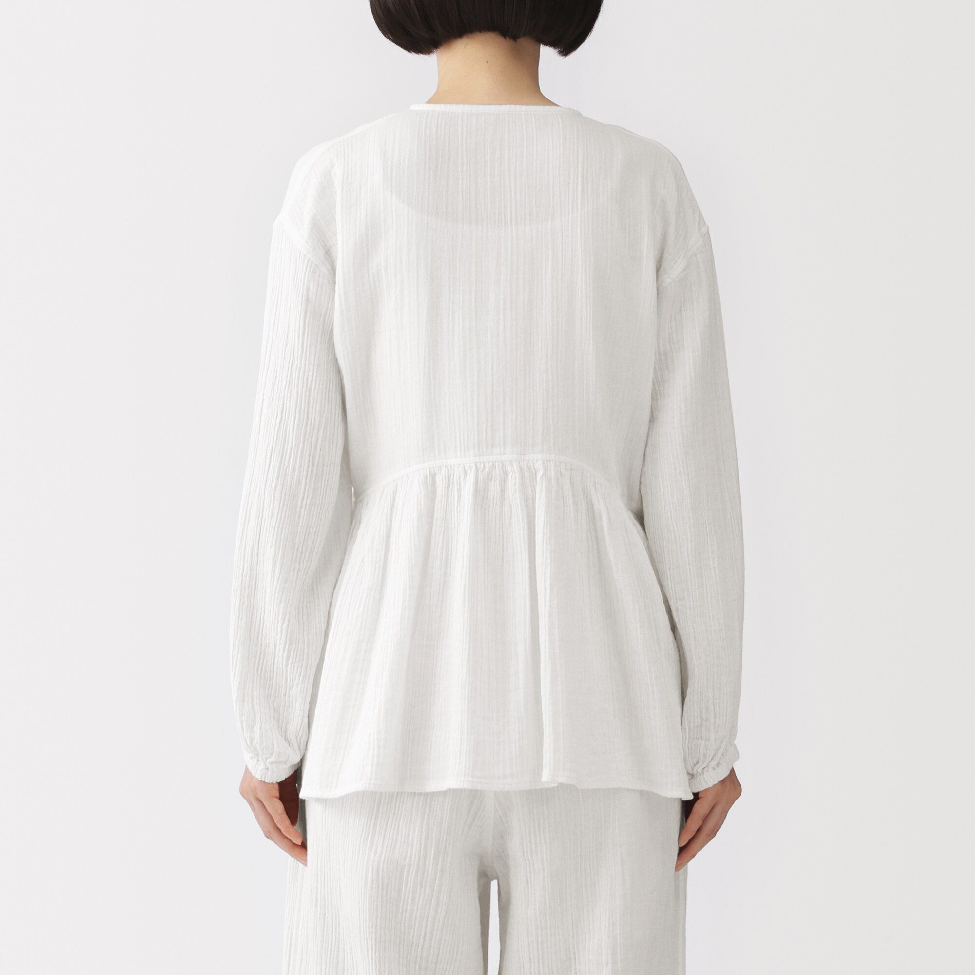 婦人　楊柳ガーゼ　ショートカーディガン