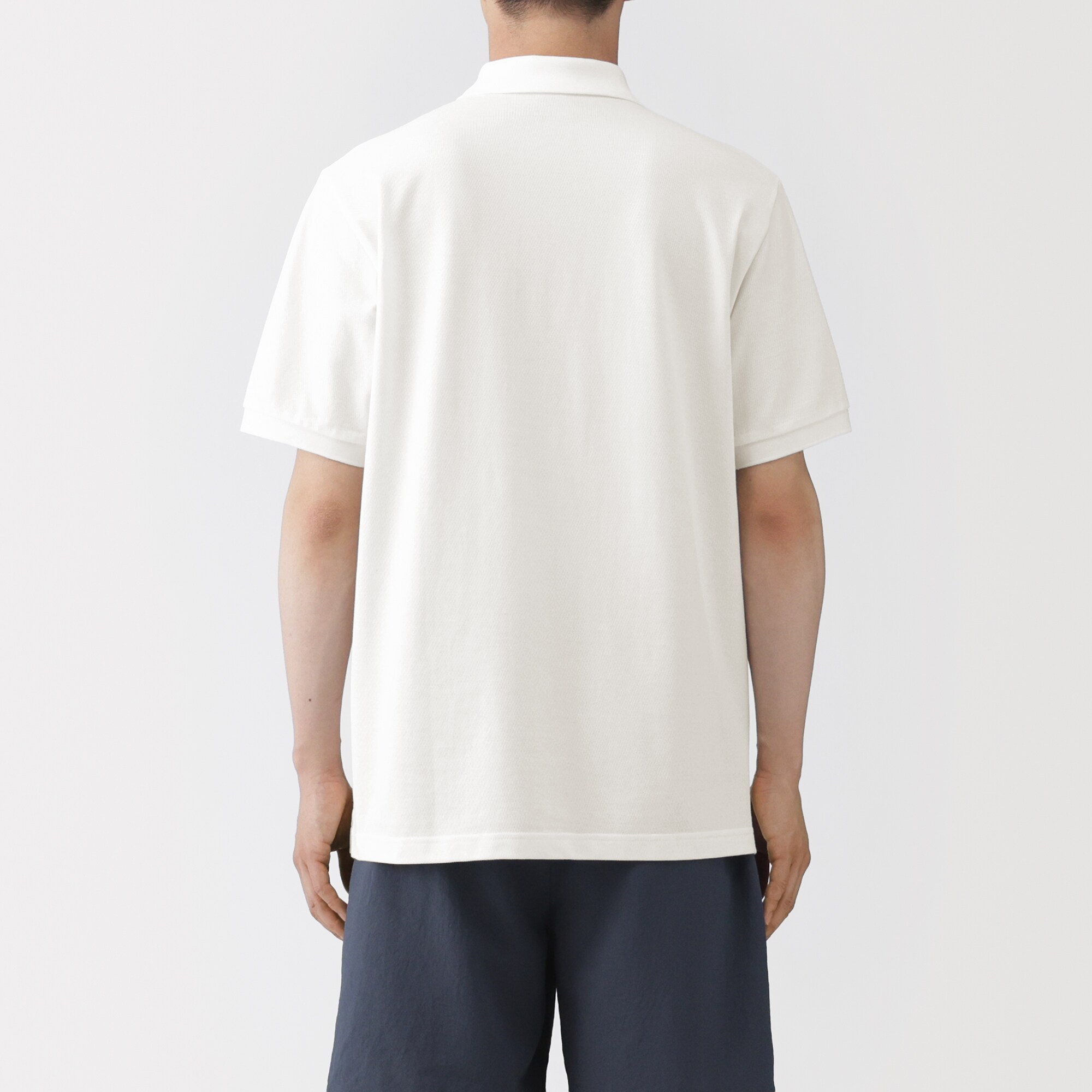 紳士　洗いざらし鹿の子編み半袖ポロシャツ