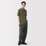 紳士　洗いざらし鹿の子編み半袖ポロシャツ