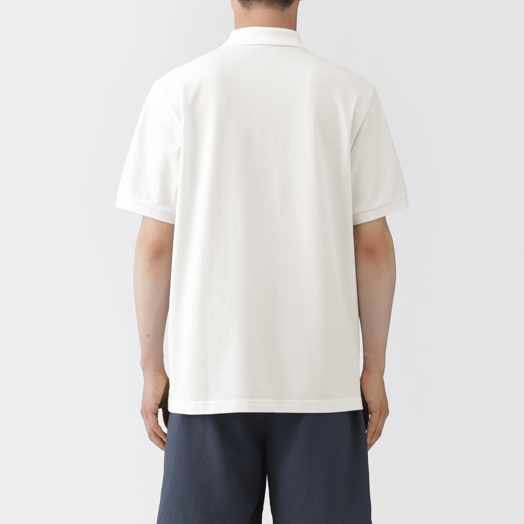 紳士　洗いざらし鹿の子編み半袖ポロシャツ