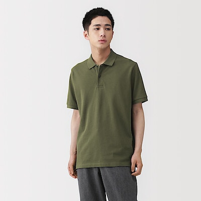 【３月中旬発売予定】紳士　洗いざらし鹿の子編み半袖ポロシャツ