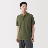 紳士　洗いざらし鹿の子編み半袖ポロシャツ