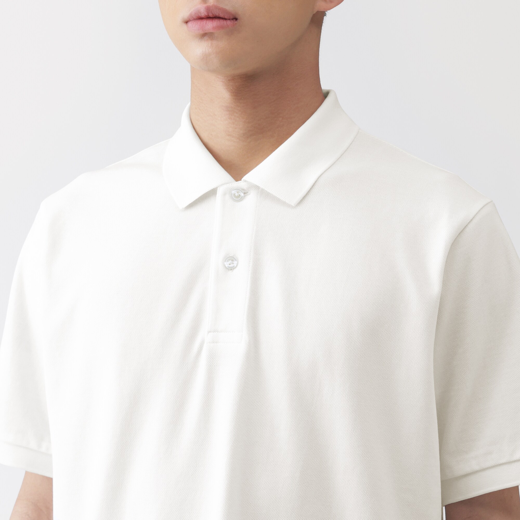 紳士　洗いざらし鹿の子編み半袖ポロシャツ