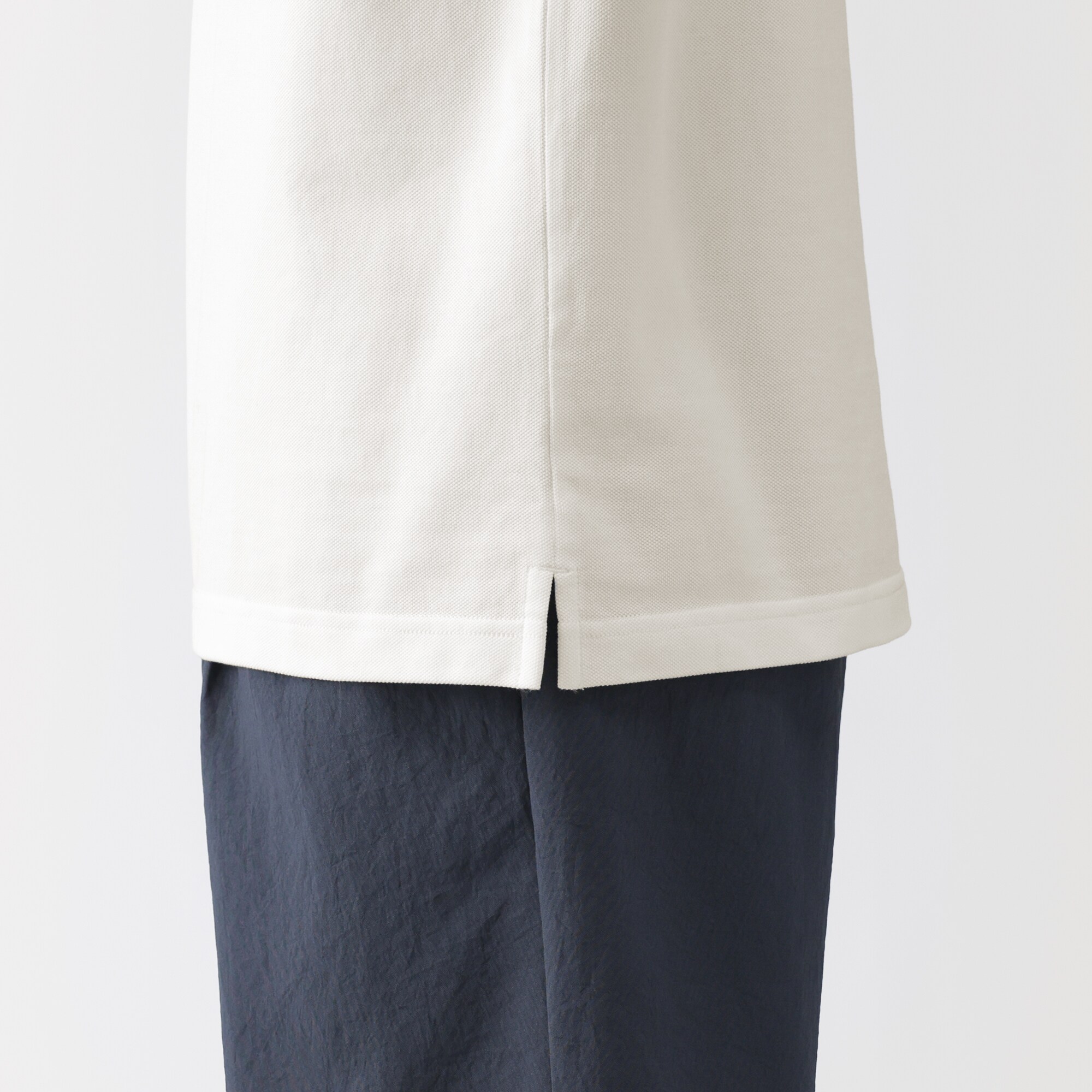 紳士　洗いざらし鹿の子編み半袖ポロシャツ