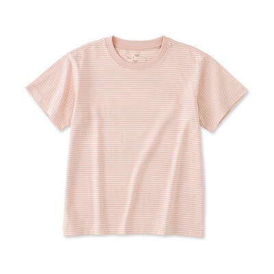 キッズ　綿天竺編みクルーネック半袖Ｔシャツ　ボーダー