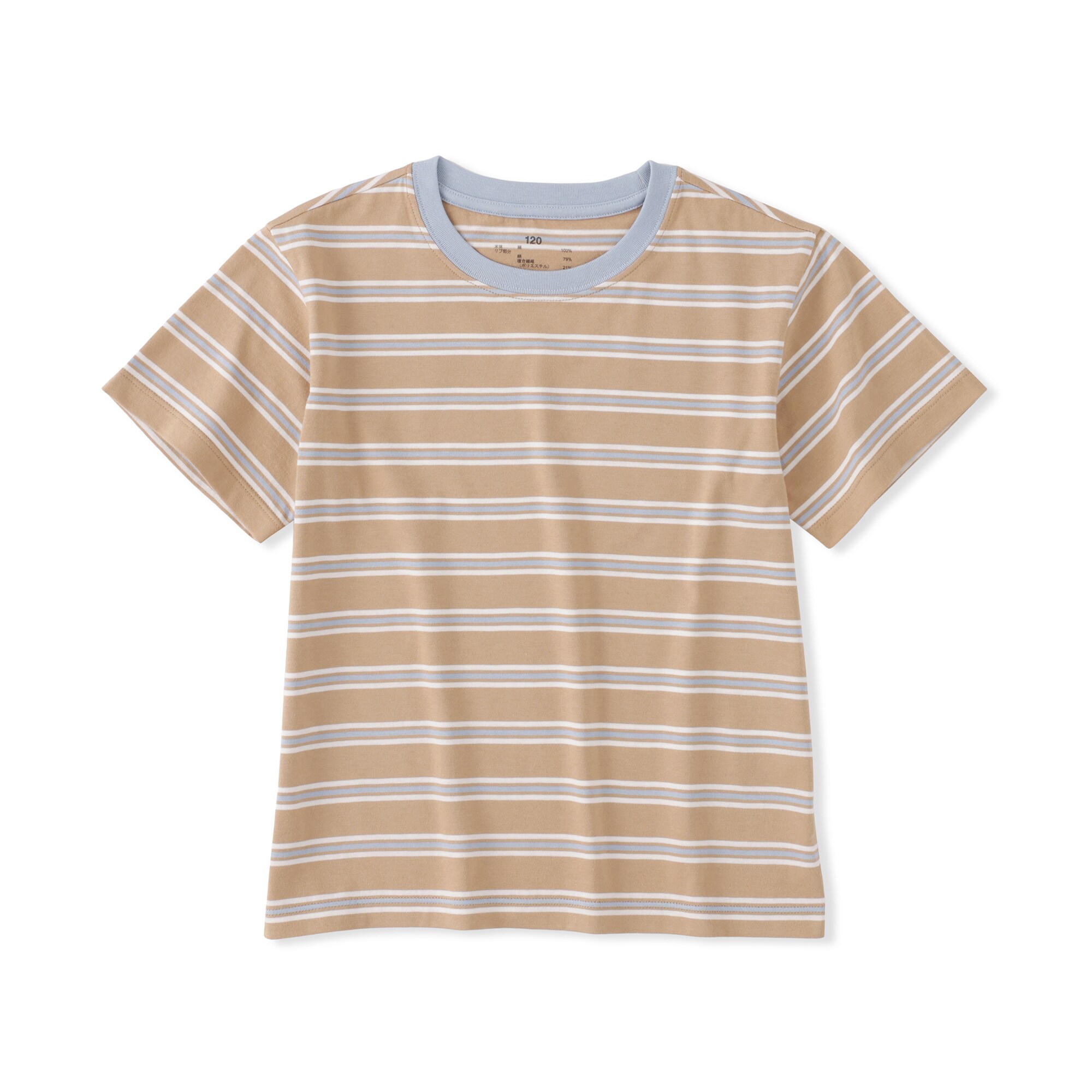 キッズ　綿天竺編みクルーネック半袖Ｔシャツ　ボーダー