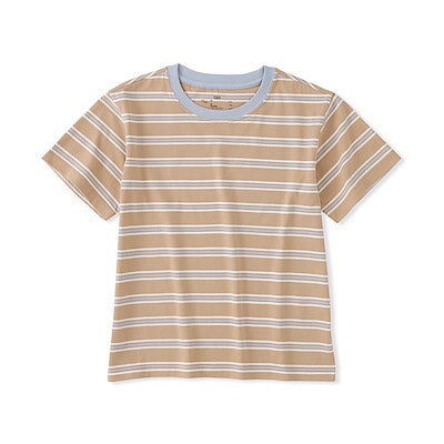 キッズ　綿天竺編みクルーネック半袖Ｔシャツ　ボーダー