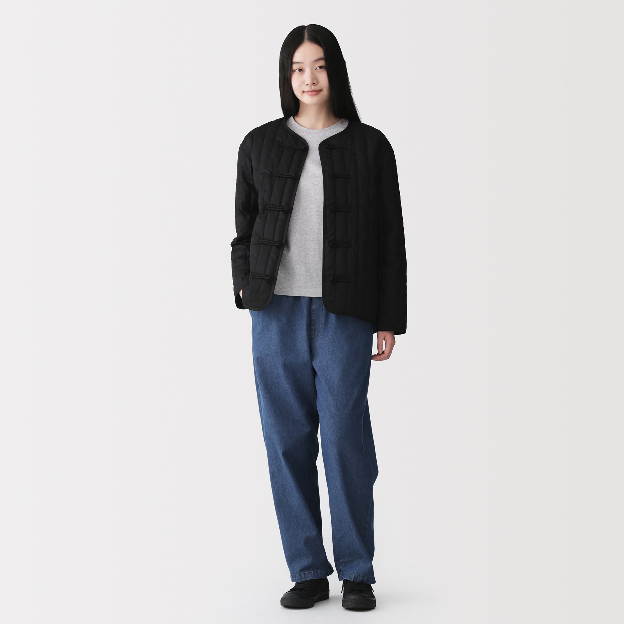 婦人　木の実から作ったカポック混　結び釦　中わたジャケット