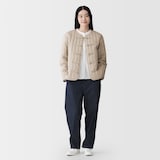 婦人　木の実から作ったカポック混　結び釦　中わたジャケット