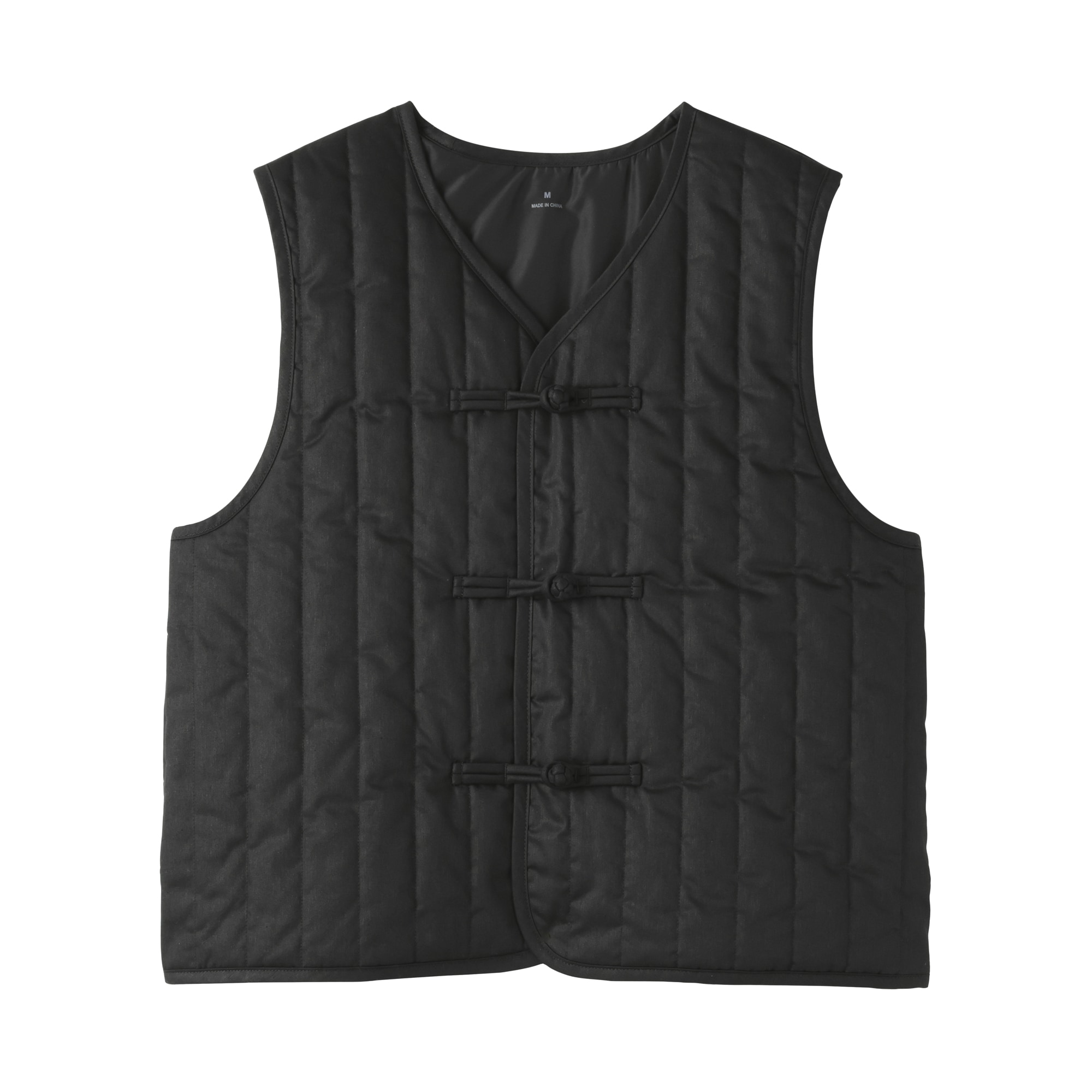 婦人　木の実から作ったカポック混　結び釦　中わたベスト