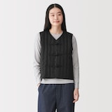 婦人　木の実から作ったカポック混　結び釦　中わたベスト