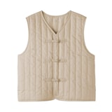 婦人　木の実から作ったカポック混　結び釦　中わたベスト