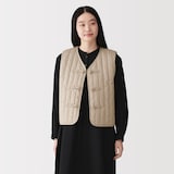 婦人　木の実から作ったカポック混　結び釦　中わたベスト